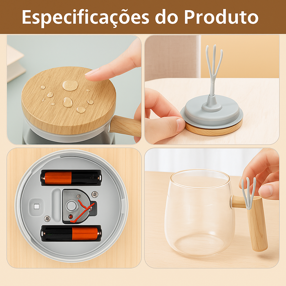 AutoBlend™ – A caneca que mistura sozinha. Zero grumos. Zero esforço.